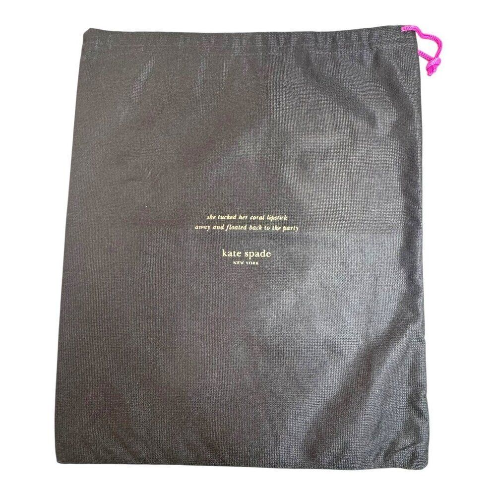 Kate Spade Black Dust Bag w Pink Drawstring Gold Foil Text Purse Handbag Storage